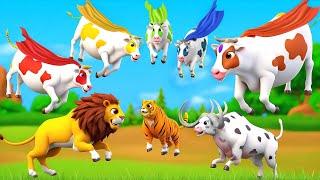 5 Heroic Super Cows vs Wild Animals: Farm Animals Rescue Mission Adventure