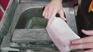 Sharpening a Meat Cleaver on stones - Jende industries