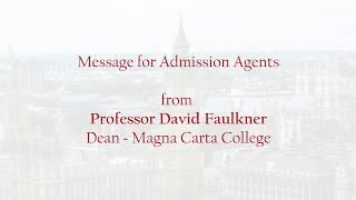 Magna Carta College - Message from the Dean for our Admission Agents Network