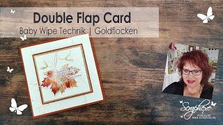 Double Flap Card | Baby Wipe Technik | Verwendung von Deko-Metallblättchen Gold