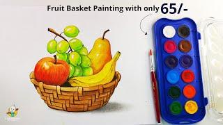 Fruit Basket Drawing Painting with Using Doms Watercolor Cake | Easy Step By Step