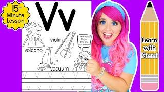 Letter V Color & Trace Worksheet Lesson and Tutorial | Learn with Kimmi The Clown ABC Coloring Book