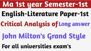 ma 1st year Semester-1 Paper-1-14th-17th Century Unit-2 poetry John Milton long answer