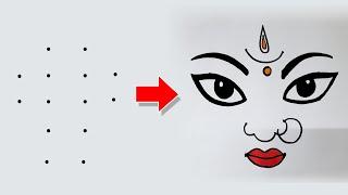 Easy Durga maa drawing with dots step by step | Maa Durga Rangoli | Maa durga drawing 2021