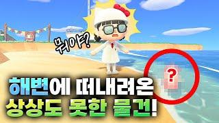 [모동숲] 업데이트 이후 해변에서 발견되는 수상한 물체  동물의숲 실험