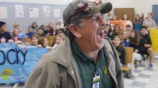 Students trick their custodian and he walks into surprise of his life!