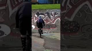 Windy, wet and slippery, why not work on tighter rotation #airbornebicycles #dirtjumper #skatepark