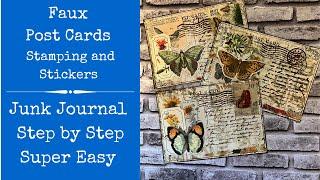 Butterfly Faux Post Cards | Stamping and Stickers | Junk Journals | Step by  Step | Super Easy