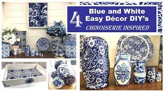 4 SUPER EASY DIY'S | BEAUTIFUL BLUE AND WHITE HOME DECOR | CHINOISERIE INSPIRED MANTLE | 2021