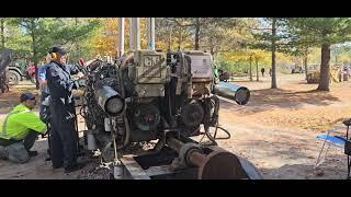 1959 2stroke Detroit diesel 24 cylinder!!! Start-Up (4-6 cylinder linked on common gearbox)