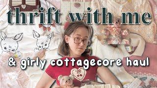 girly autumn thrift with me & PERFECT cottagecore thrift haul  cozy, grandmacore, coquette