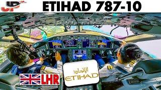 Etihad 787-10 Heathrow Push, Start, Taxi, Takeoff, Climb to FL370