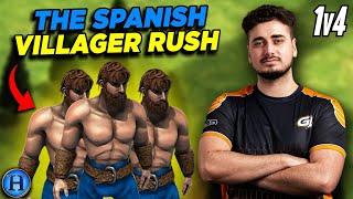 Spanish Villager Rush On BLACK FOREST | 1v4 AoE2