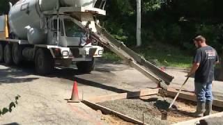 Cement Mixer Truck Pouring Concrete Pad