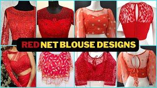 Latest & Trendy Red 🟥 Net Blouse Designs 2024 | Red Color Net Blouse Design For Saree And Lehenga