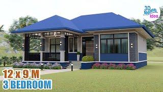 (12 X 9 Meters) House Design idea with 3 Bedroom