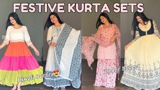 FESTIVE KURTA SET TRY ON HAUL | DIWALI OUTFITS | WEDDING OUTFITS| Under Budget