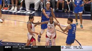 HEATED Moment: Kelsey Plum & Hiedeman Separated, Get Double Technicals | WNBA Finals, Aces vs Sun