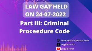 Law GAT solved Paper July 2022|Part III | CrPC+PPC