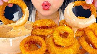 ASMR CRUNCHY ONION RINGS DIPPED IN RAISING CANES SAUCE | EATING SOUNDS | MUKBANG | ASMR PHAN