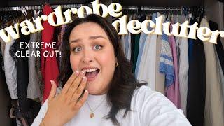 EXTREME WARDROBE DECLUTTER ‼️ clearing out over half of my clothes & making space in my closet