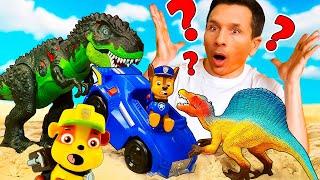 Les dinosaures ont attaqué la station de la Pat Patrouille!  Vidéos avec jouets pour les enfants