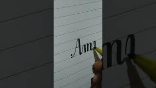 How to cursive handwriting practice /stylish write with cut marker #shorts name 'Amna'