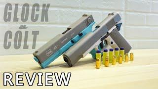 Glock 21 & Colt Semi Auto Shell Ejecting Blowback Blaster/Toy