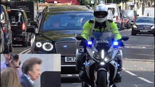 Princess Anne Attends A Royal Engagement At Savoy Place | Escorted By The Special Escort Group 