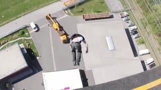 Would you jump off a 25 story building? Extreme crazy freestyle airbag stunt BAGJUMP Greg Roe