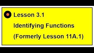 ALG1 Lesson 3.1 Identifying functions