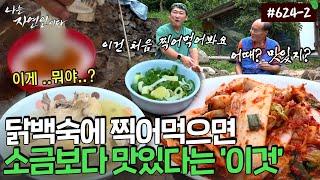 각종 재료를 넣어 푹 고아 만든 백숙과, 자연인만의 손맛으로 뚝딱 담아낸 겉절이까지!｜자연인 다시 보기 624-2