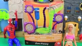 SLIME  Barbie Doll & Spiderman SLIMMED! Wonderology Slime Factory Maker Toy Review