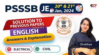 Solutions to previous year questions PSSSB JE English held on 20, 21 Jan 2024 Civil & Electrical