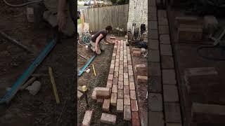Reclaimed brick pathway #gardendesign #brickpaving #gardenpath
