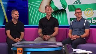 MOTD pundit Joe Hart showing his delight as Celtic romp to a 5-1 UCL win against Slovan Bratislava.