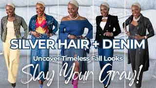 Denim Fall Fashion Looks To Compliment Gray Hair | Fall Looks for Silver Hair | Angel Cornelius