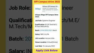 #infosys off campus drive 2022#freshers engineering jobs#trending jobs IT 2022#shorts#jobspoint