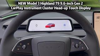 New Tesla Model 3 Highland T9 9.6-inch Gen 2 CarPlay Instrument Cluster Head-up Touch Display#tesla