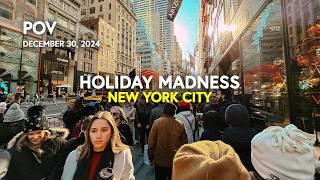  Holidays in NEW YORK CITY: POV Busy Streets of Manhattan, NY, USA / Rockefeller Christmas Tree 