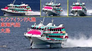 [Jetfoil ジェット船] 東海汽船「セブンアイランド 大漁 Seven Island Tairyo」大島(岡田港)到着, 降落 arrived Oshima and landing.