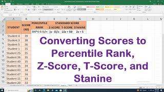 Percentile Rank, Z score, T score, and Stanine