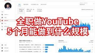 全职做YouTube，5个月能做到什么程度？1304个订阅，3333小时观看时长。卢其大叔频道数据公开