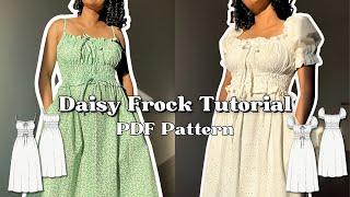 Elastic Waist Milkmaid Style Dress| Daisy Frock PDF Pattern Tutorial