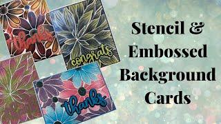 Stencil & Embossed Background cards using Lisa Horton Crafts products