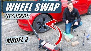 Tesla Model 3 Wheel Swap Winter Tires (DIY at home)