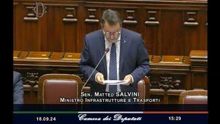 Il ministro Salvini al question time Camera dei Deputati