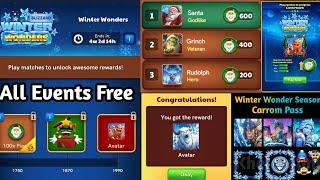 All New Upcoming Carrom Pool Events||Winter New Theme||All New Events Free Trick||Winter Wonder