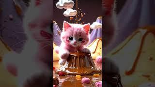 Why is this Kitten on a Pudding?! #CuteShorts #AI