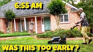 Early morning experiment | Let's see if I get any complaints | Mowing with a battery lawn mower